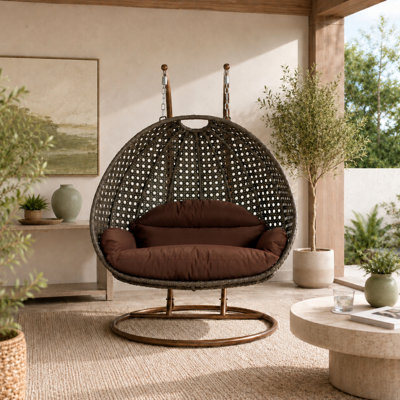 Fauteuil en osier beige pour 2 personnes avec support Leisuremod