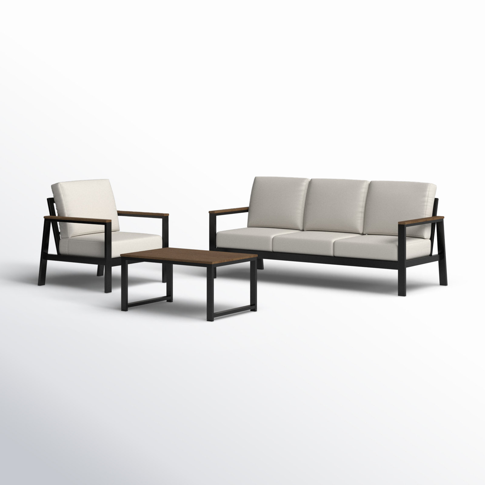 Townsend 3 Piece Sofa Seating Group with Sunbrella Cushions, Sunbrella Canvas Natural
