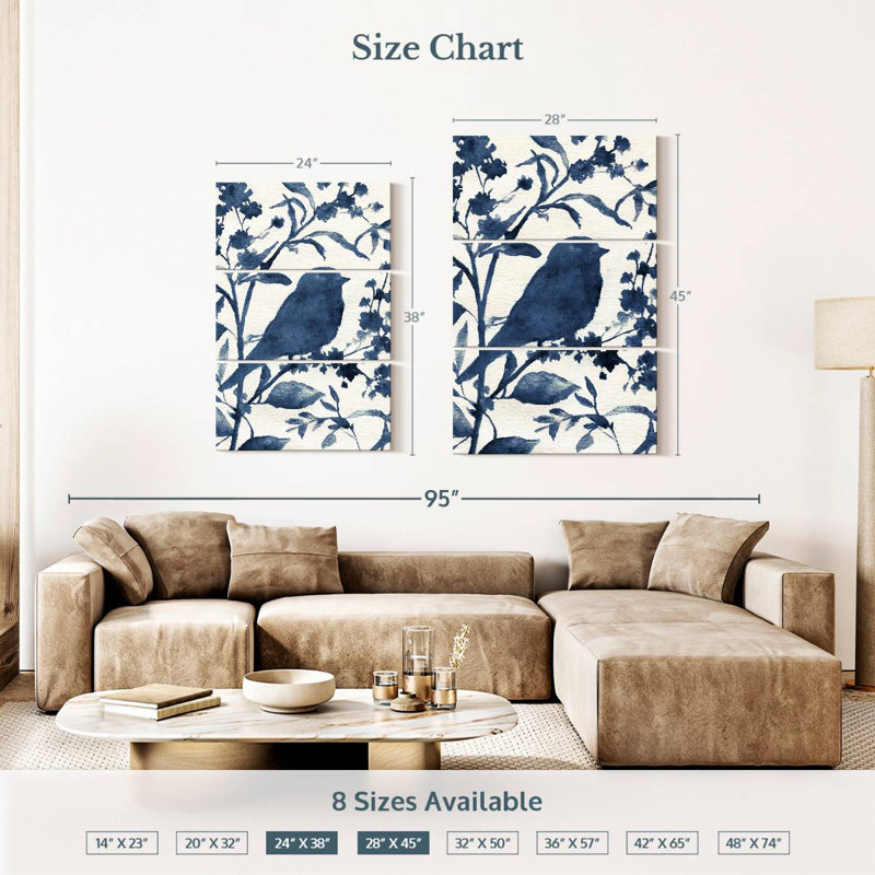 Silhouette d'oiseau bleu Brampt I, H 38 po x l 24 po