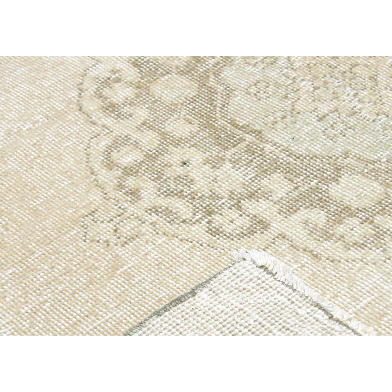 Tapis de couloir unique en laine noué à la main de style années 1960 de 4 pi 7 po x 12 pi 9 po beige / brun