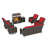 7-Person Outdoor Patio Conversation Rattan Seating Group With 5000BTU Fireplace,C4 Chairs and Red Cushions-987533009