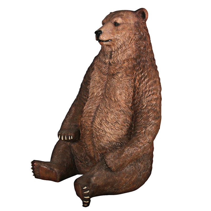 Très jolie statue d'ours assis, Grizzly brun