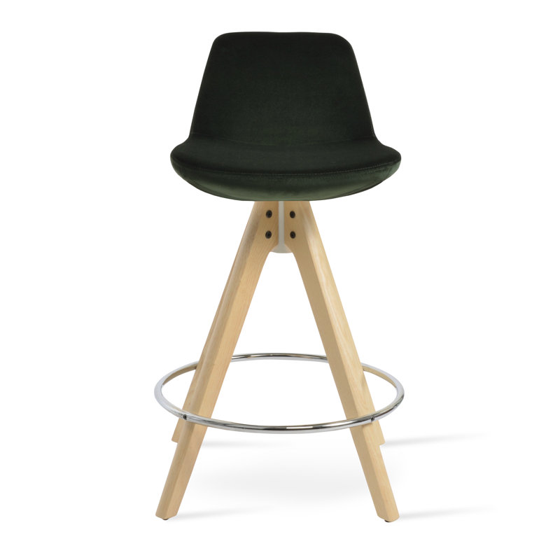 Pera Pyramid Swivel Stool, Light Brown, Dark Green, Counter Stool (24" Seat Height)