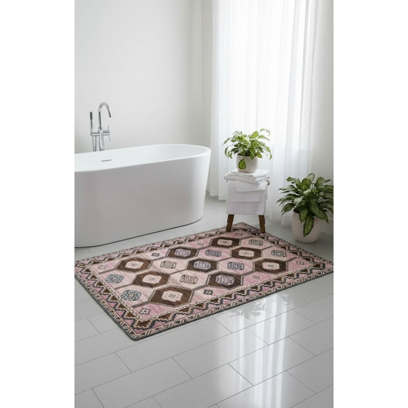 Tapis oriental délavé semi-antique semi-antique