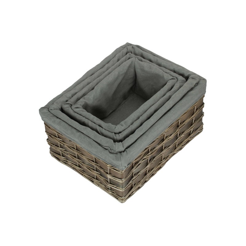 Fleur De Lis Living 4 Piece Wicker Storage Basket Set, Grey Wash/Grey