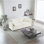 Canapé de causeuse moderne en tissu pour salon, canapé rembourré 2 places à assise profonde de grande taille avec 4 coussins, chenille blanche