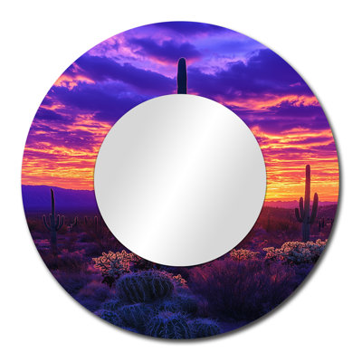 Desert Cacti At Sunset I - Floral Cactus Mirror Wall Art - Printed On Metal