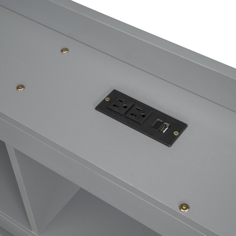 Twin Size L-Shaped Bookcases Bed With Power Outlets, USB Charging Ports,Two Drawers