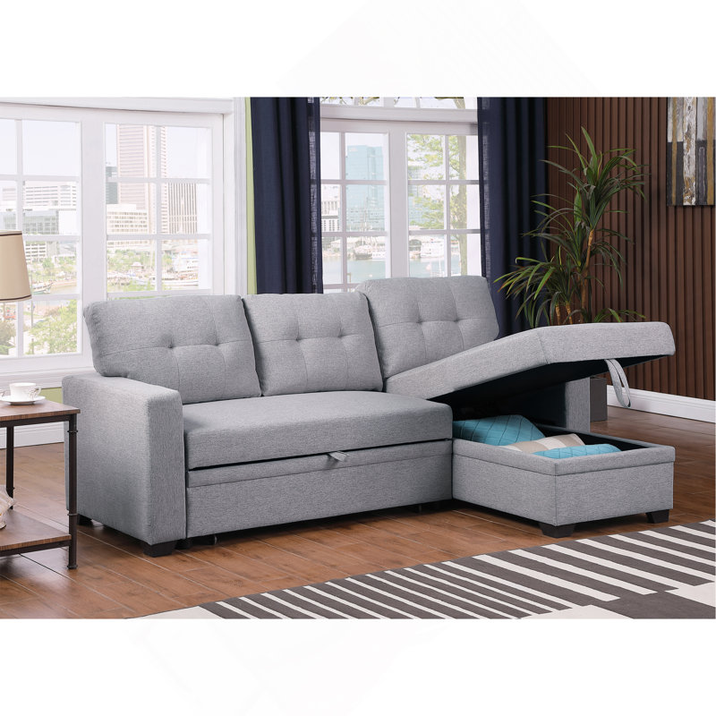 Canapé modulaire rembourré avec méridienne, Light Grey