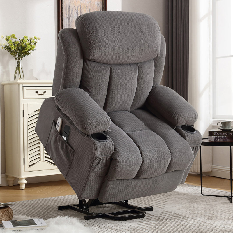 Power Lift Recliner Chair With Heat, Massage, And USB Charging For Elderly Comfort And Convenience In Living Rooms, Gray