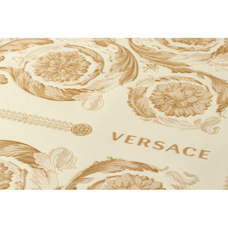 10.05m x 70cm Wallpaper Roll, Beige/Metallic/Cream