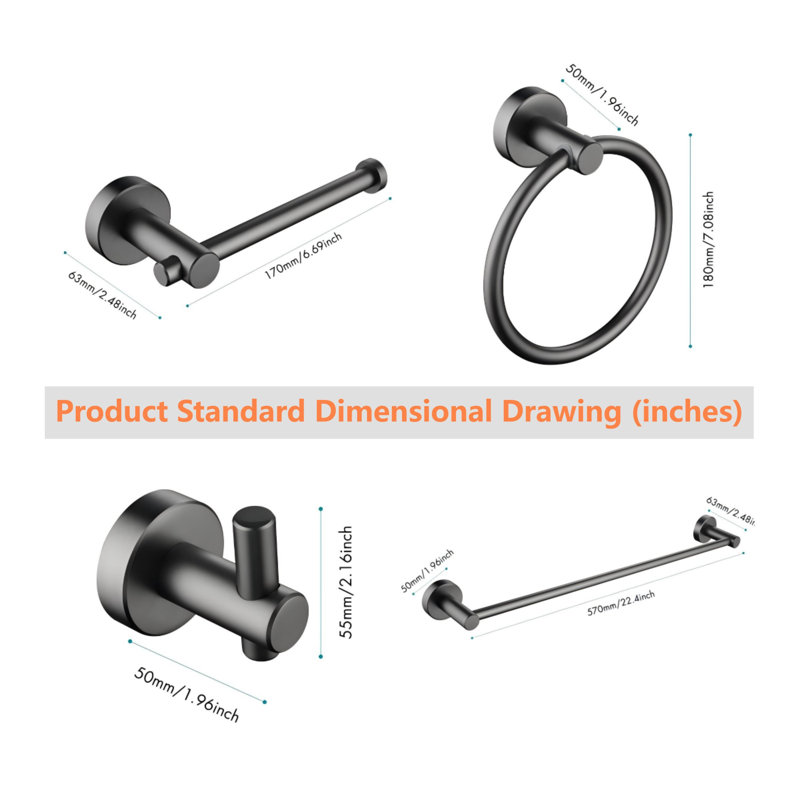 6 Piece Bathroom Towel Rack Set Wall Mount