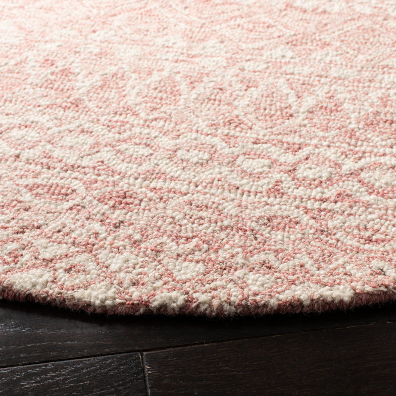 Tapis rose / ivoire en laine tissé à plat à la main Cuomhouse, Tapis de couloir 2 pi 3 po x 11 pi