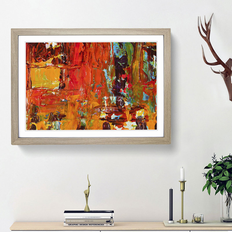 Abstract Art Painting Vol.192 by S.Johnson - Picture Frame Painting Print, Oak Framed, 27cm H x 36cm W x 2cm D