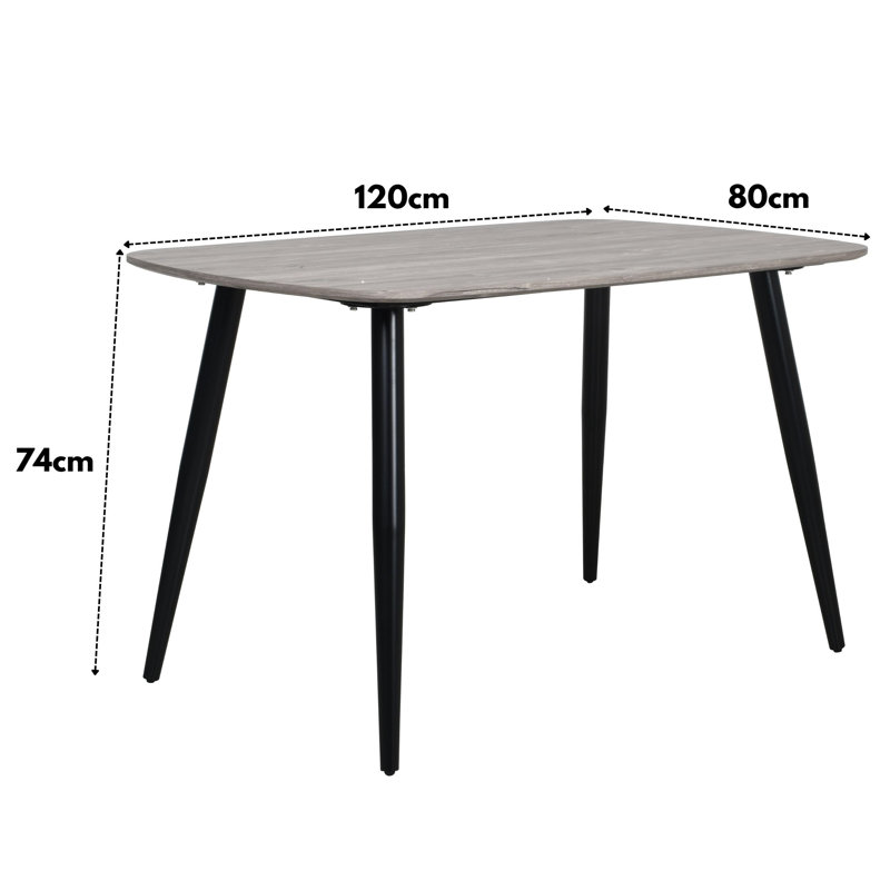 Huetter 5-Piece Casual Dining Set - Spacious Rectangular Table & 4 Curved Plastic Chairs, Grey, Grey