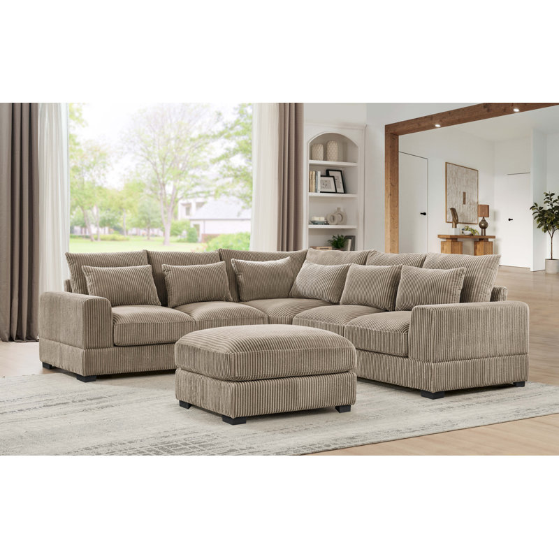 Laguna Modular Corduroy Sectional, Brown Corduroy