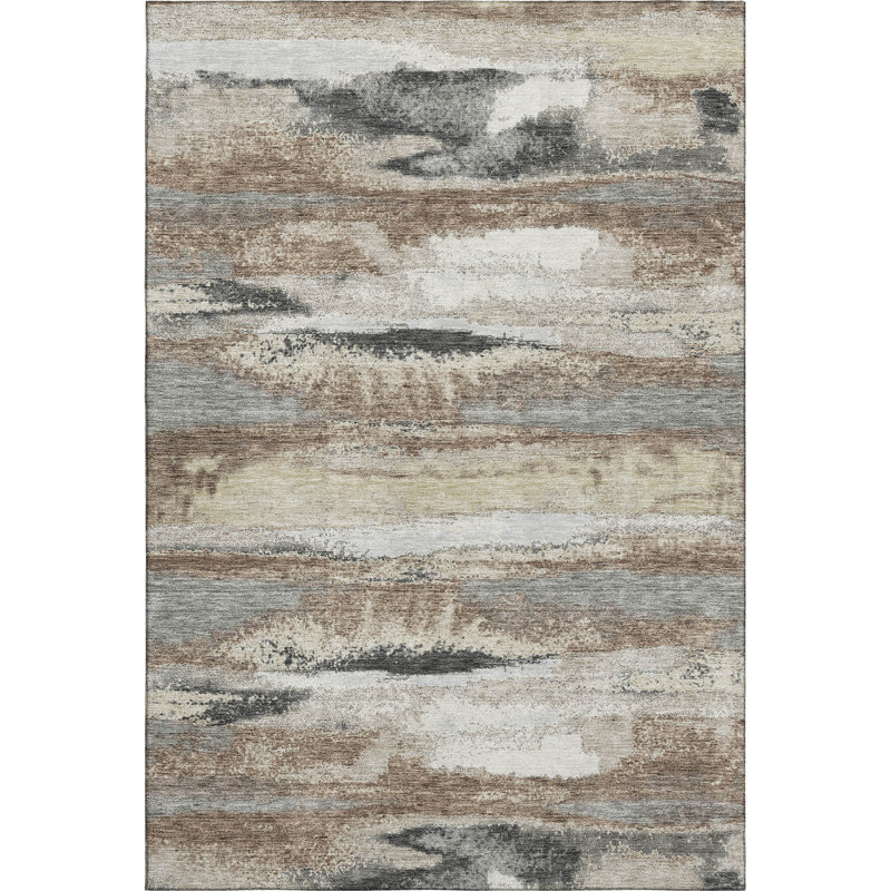 Premium Machine Washable Prisco Taupe Rug, Rectangle 8' x 10'