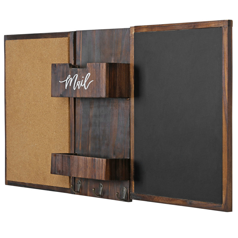 Wall Mounted Entryway Organiser Rack With Chalkboard