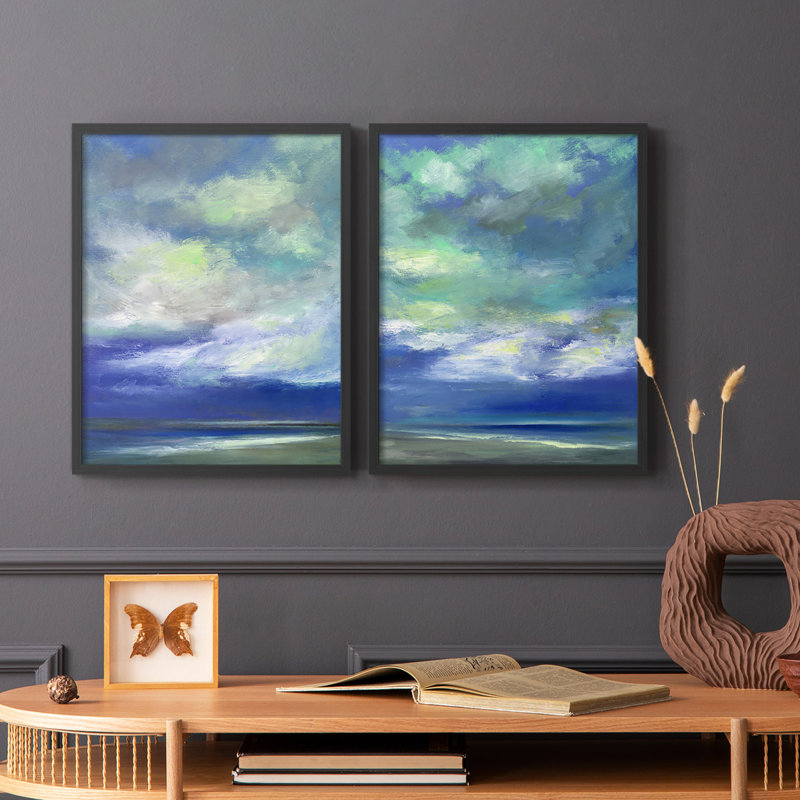 Island Dusk - reproduction encadrée de qualité supérieure - prête à être accrochée - aucun clou requis - aucun clou requis