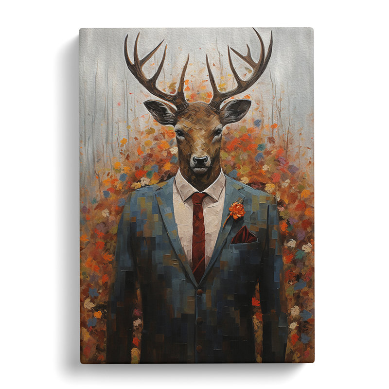 Stag Expressionism Art - Wrapped Canvas, 60cm H x 40cm W x 3cm D