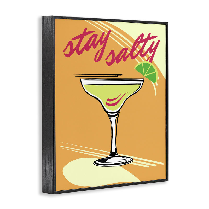 «Stay Salty Cocktail», estampe numérique par Elizabeth Medley, Giclée encadrée noir minuit, H 30 po x l 24 po
