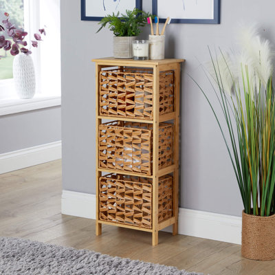 Almeer 3 Rattan Drawer Bamboo Storage Unit