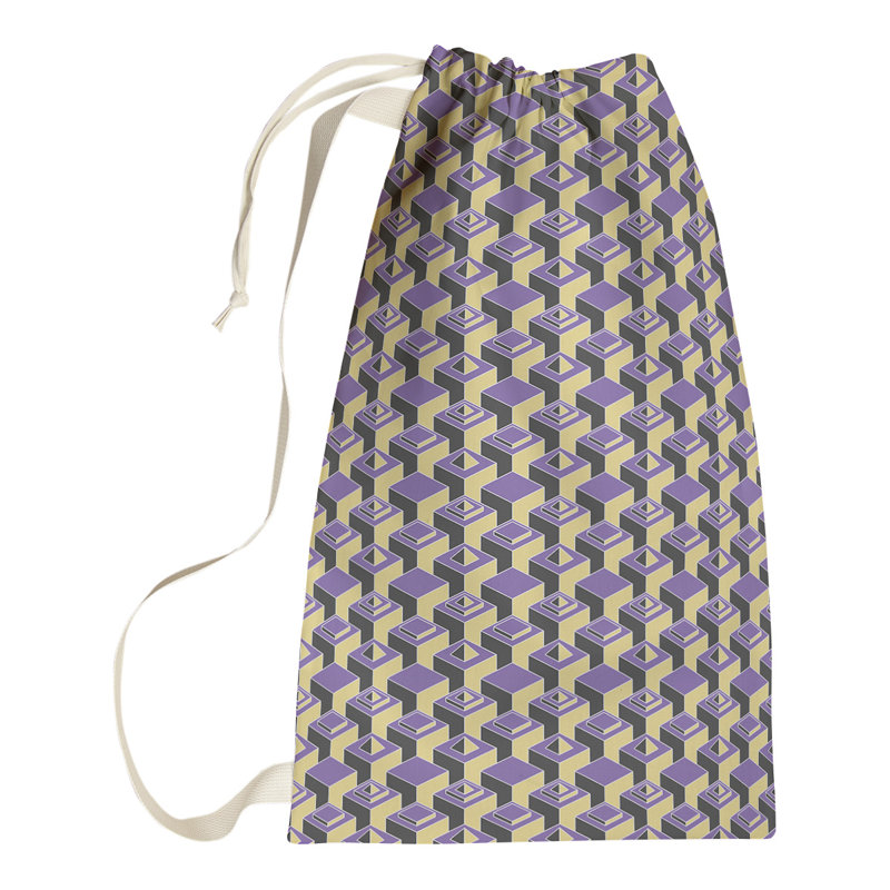 Jordao Laundry Hamper with Handles, 29" H x 18" W x 1.5" D, Purple/Yellow