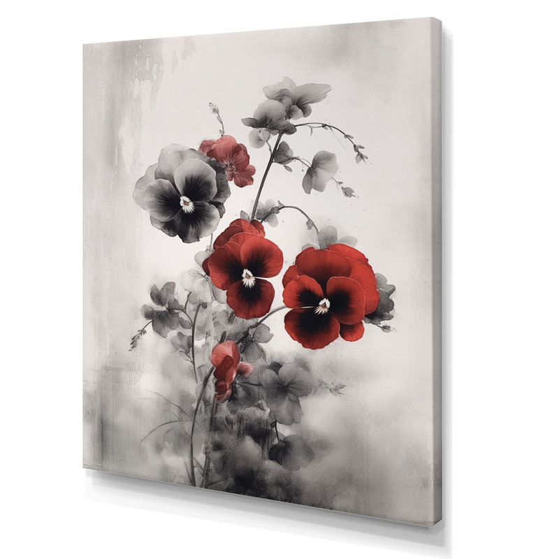 Impression sur toile rouge et grise minimalisme I, H 44 po x l 34 po x P 1,5 po, Toile tendue