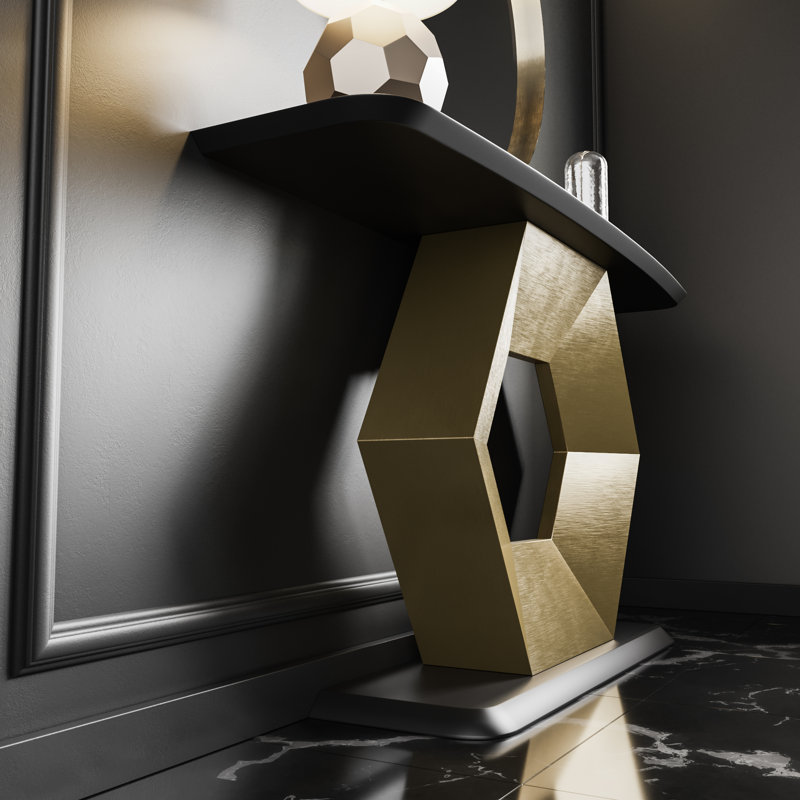 Console Table, Black/Gold, 31.5" H x 39.37" W x 13.78" D