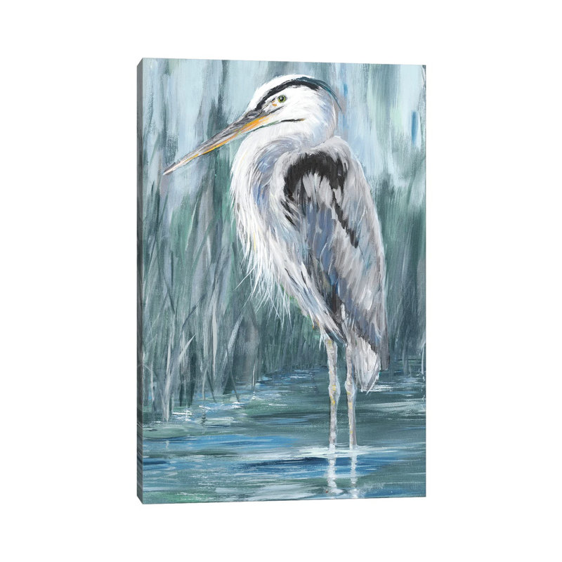 «Stand Still Heron II» par Julie Derice, reproduction d'art sur toile tendue, H 26 po x l 18 po x 1,5 po