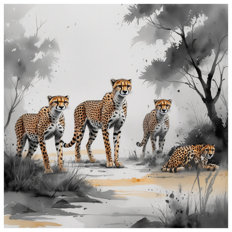 Tapis de bain Cheetah Family Illustration, L 24 po x L 17 po