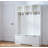 49.6 " 5-in-1 Hall Tree With Bench, Shoe Storage & 3 Open Storage Cabinets, Farmhouse Hall Tree With High Gloss Fluted Doors For Hallway Living Room,white