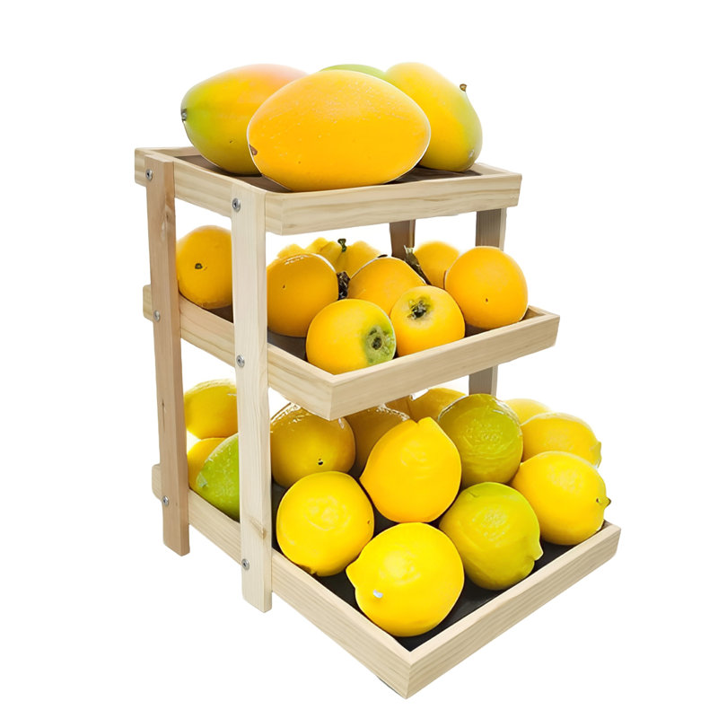 Tablette 15 po x 17,8 po x 18 po à 3 couches en bois, idéale pour l'organisation de garde-manger, les grandes surfaces, les épiceries et le support de concession