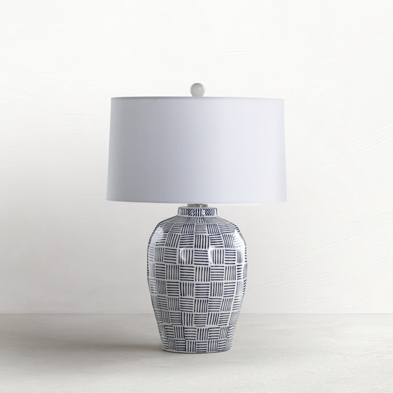 Liora Table Lamp, Blue Patterned Glaze