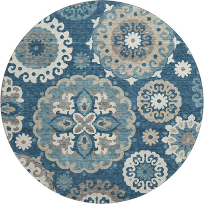 Premium Machine Washable Prisco Blue Rug