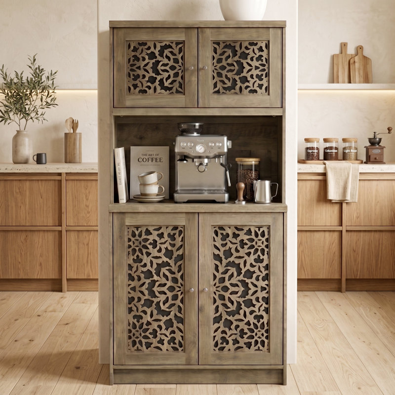 Armoire de cuisine 4 portes avec tablette à micro-ondes H 64,7 po Arrastia
