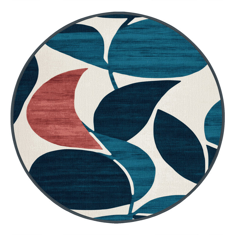 Tapis vert aquarelle lavable à la machine, Rond 4 pi