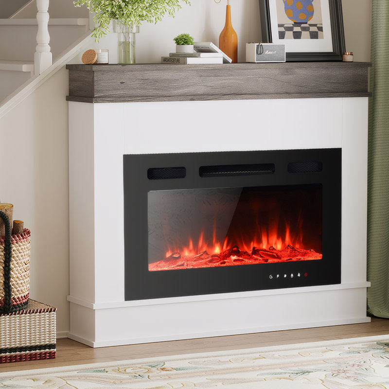 Aeliana Belfry Heating Electric Fire, 83.5cm H x 98cm W x 19.5cm D, White