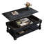 Table basse polyvalente à plateau relevable noir vieilli avec tablettes et plateaux de rangement-340295081