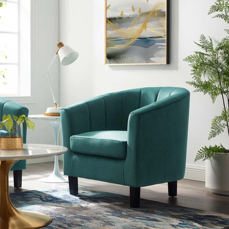 Velvet Armchair, Teal Plainweave
