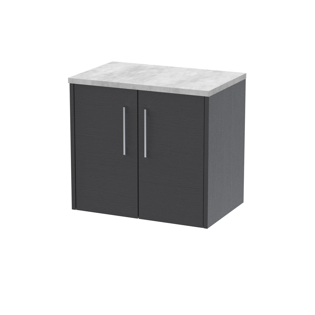 Hudson Reed Juno 600mm Wall Hung Vanity Unit - Graphite Grey - 2 Door Soft Close - Image 3