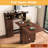 Folding Dining Table With Sideboard & Braking Function, Material, Walnut Color, Small Space Multifunctional Socket, Foldable For Saving,