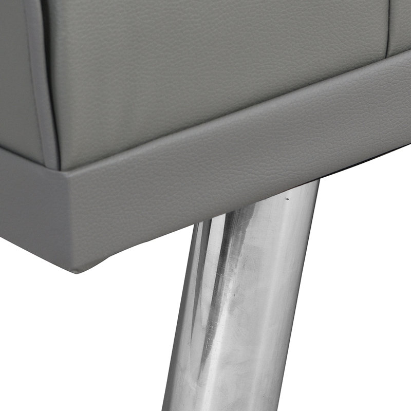Sofa Bed with Armrest, Two Holders, Wood Frame, Stainless Steel Legs, Futon Grey PVC, Gray