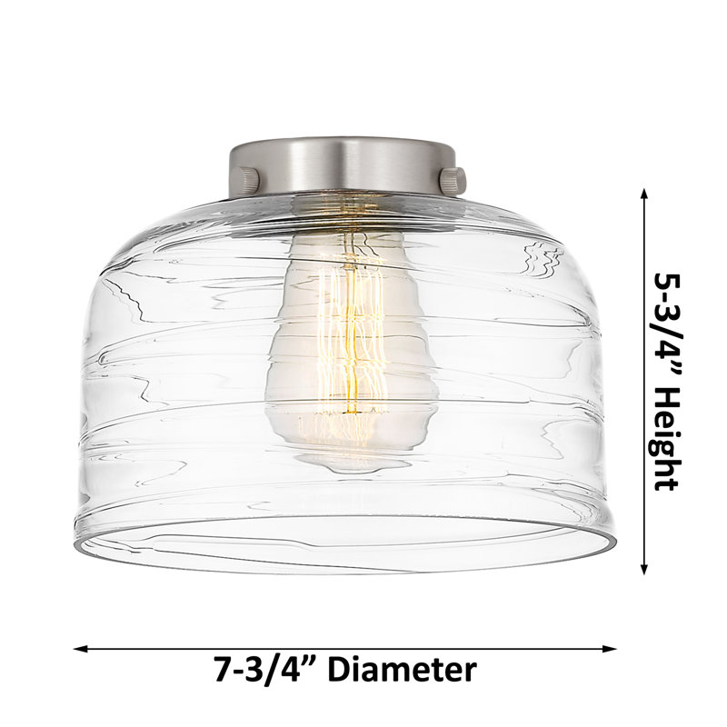 Applique murale 1 lumière 8 po Bell, Or satiné, Tourbillon déco transparent, Ampoule non incluse
