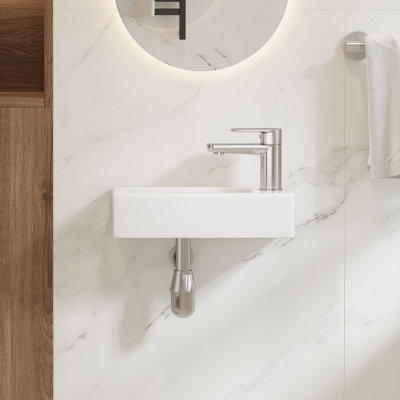 Lavabo de salle de bain mural rectangulaire en céramique blanche 14 "x 7" pour petite salle de bain Turner