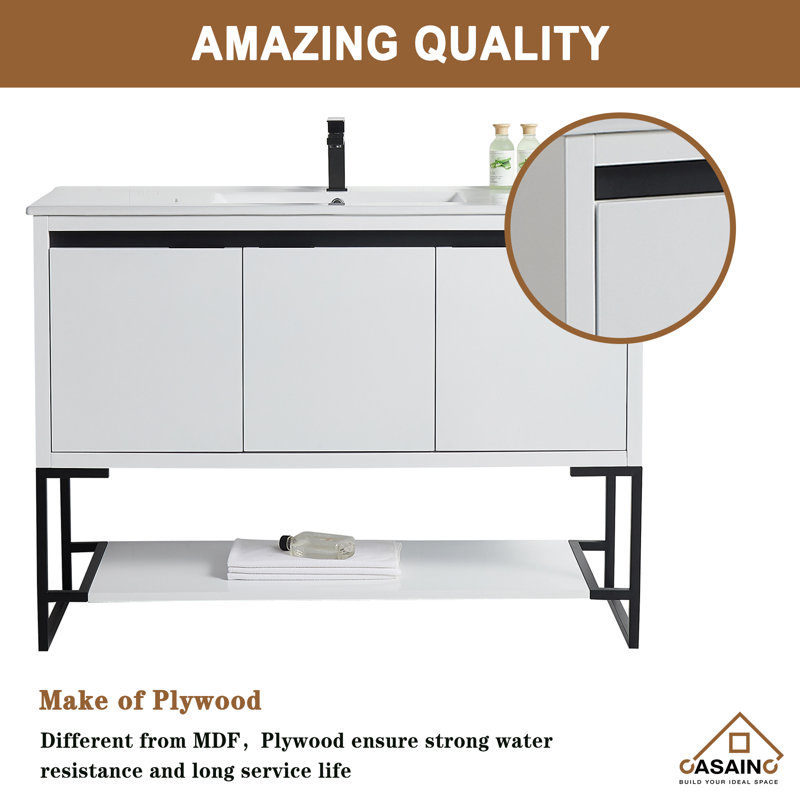 Ensemble de meuble-lavabo simple 48 po Chasteline, Blanc mat