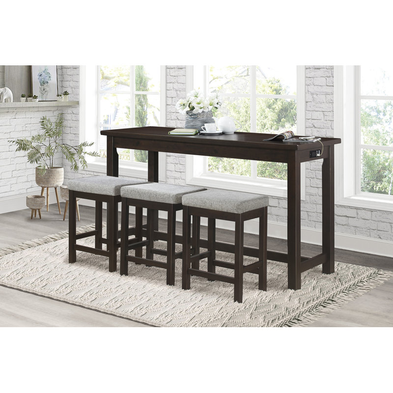 Doras 4-pcs Counter Height Table Set, Espresso, Espresso, Espresso/Gray