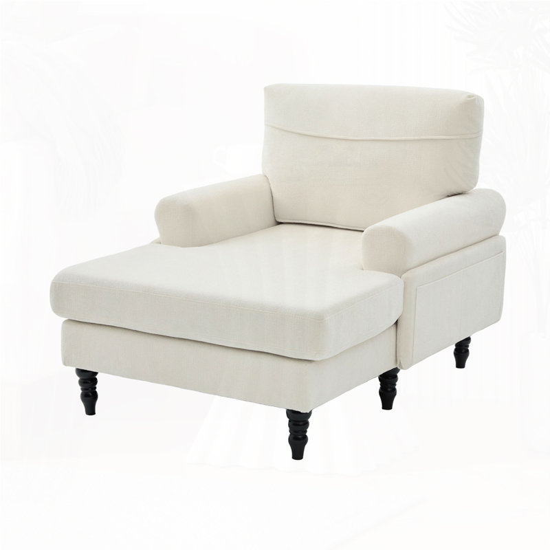 Pieds de canapé en bois chenille avec dossier et accoudoirs confortables, Beige