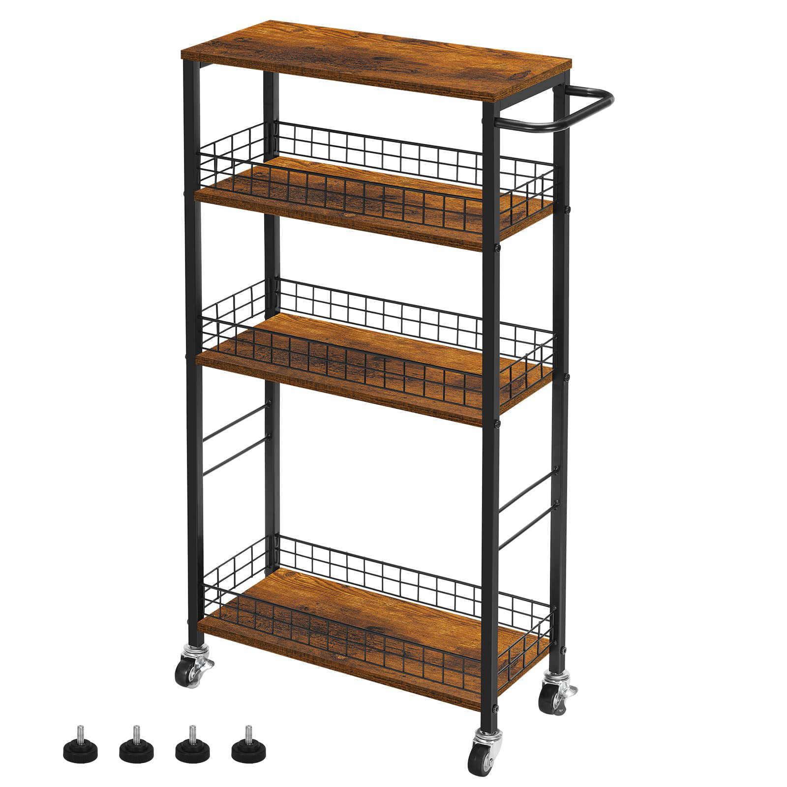 17 Stories Slim Storage Cart 4 Tier Kitchen Rolling Cart On Wheels
