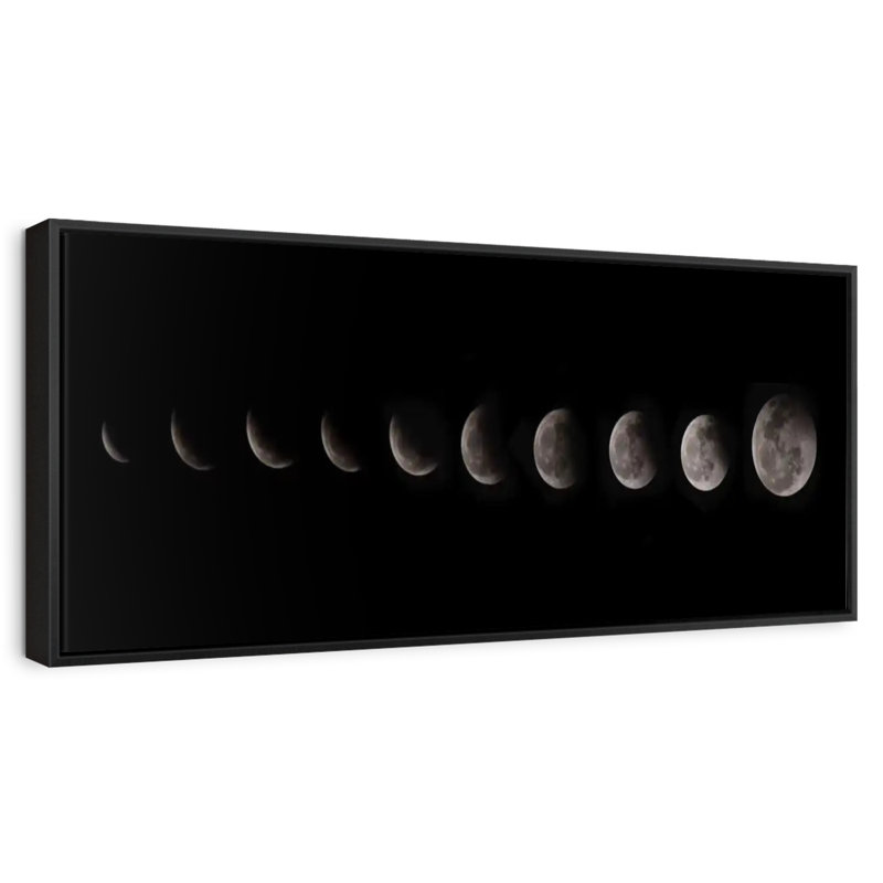 Dix phases de lune, 37 po x 13 po, Cadre flottant noir